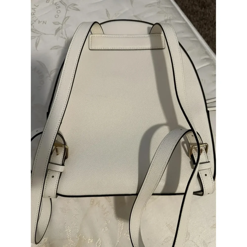 COACH Designer Cream Pebbled Leather Backpack Bag